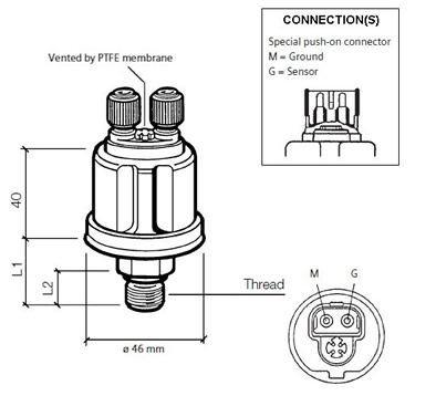 VDO Pressure sender 0-30 Bar - M18
